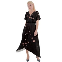 Abstract Rose Gold Glitter Background Cross Front Sharkbite Hem Maxi Dress