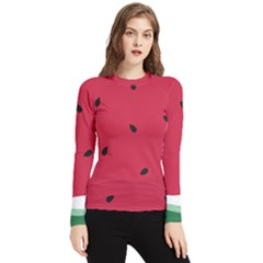 Minimalist Summer Watermelon Wallpaper Women s Long Sleeve Rash Guard by Ravend