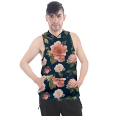 Wallpaper-with-floral-pattern-green-leaf Men s Sleeveless Hoodie by designsbymallika