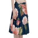 Wallpaper-with-floral-pattern-green-leaf A-Line Full Circle Midi Skirt With Pocket View3