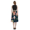 Wallpaper-with-floral-pattern-green-leaf A-Line Full Circle Midi Skirt With Pocket View4