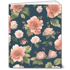 Wallpaper-with-floral-pattern-green-leaf 8  X 10  Softcover Notebook by designsbymallika