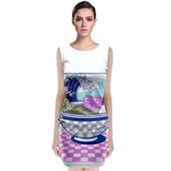 Ramen Kanji Vaporwave Artwork Minimalism Sleeveless Velvet Midi Dress by Bangk1t