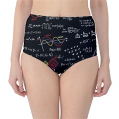 Black Background With Text Overlay Mathematics Formula Board Classic High-waist Bikini Bottoms by uniart180623