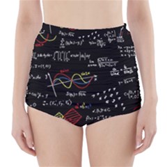 Black Background With Text Overlay Mathematics Formula Board High-waisted Bikini Bottoms by uniart180623