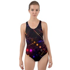 Abstract Light Star Design Laser Light Emitting Diode Cut-out Back One Piece Swimsuit