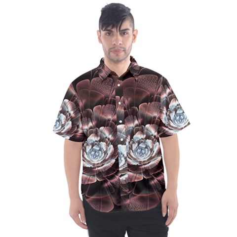 Flower Fractal Art Cool Petal Abstract Men s Short Sleeve Shirt by uniart180623