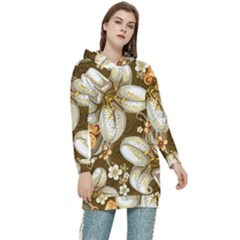 Flowers Pattern Floral Patterns Decorative Art Women s Long Oversized Pullover Hoodie