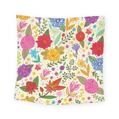 Colorful Flowers Pattern Abstract Patterns Floral Patterns Square Tapestry (small)