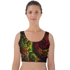 Green And Red Lights Wallpaper Fractal Digital Art Artwork Velvet Crop Top by uniart180623