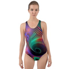 Circle Art 3d Artwork Graphics Vortex Colorful Digital Art Cut-out Back One Piece Swimsuit by uniart180623