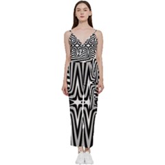 Fractal Star Mandala Black And White V-neck Camisole Jumpsuit