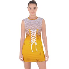 Beer Texture Liquid Bubbles Lace Up Front Bodycon Dress by uniart180623