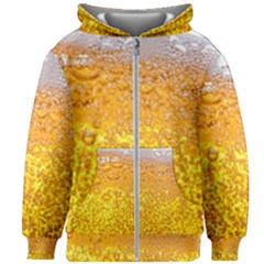 Texture Pattern Macro Glass Of Beer Foam White Yellow Bubble Kids  Zipper Hoodie Without Drawstring