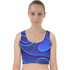 Spiral Shape Blue Abstract Velvet Racer Back Crop Top by uniart180623