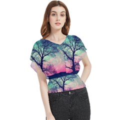 Tree Abstract Field Galaxy Night Nature Butterfly Chiffon Blouse