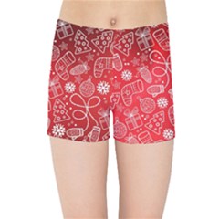 Christmas Pattern Red Kids  Sports Shorts by uniart180623