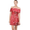 Christmas Pattern Red Off Shoulder Chiffon Dress View1