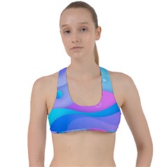 Colorful Blue Purple Wave Criss Cross Racerback Sports Bra by uniart180623