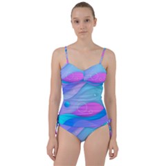 Colorful Blue Purple Wave Sweetheart Tankini Set by uniart180623