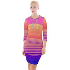 Sunset Summer Time Quarter Sleeve Hood Bodycon Dress by uniart180623