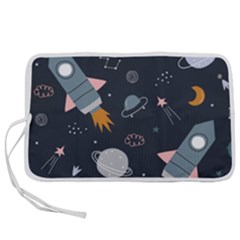 Space Background Illustration With Stars And Rocket Seamless Vector Pattern Pen Storage Case (s) by uniart180623