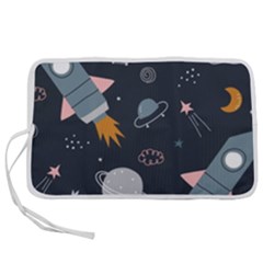 Space Background Illustration With Stars And Rocket Seamless Vector Pattern Pen Storage Case (m) by uniart180623