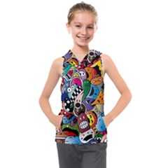 Cartoon Explosion Cartoon Characters Funny Kids  Sleeveless Hoodie by uniart180623