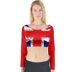 Union Jack London Flag Uk Long Sleeve Crop Top by Celenk