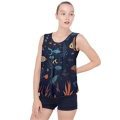 Underwater Ocean Animals Sea Bubble Hem Chiffon Tank Top by Simbadda