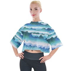 Ocean Sea Waves Beach Mock Neck Tee