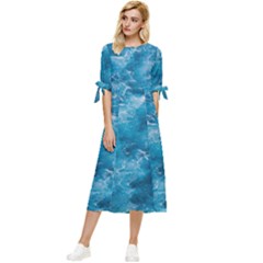 Blue Water Speech Therapy Bow Sleeve Chiffon Midi Dress by artworkshop