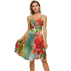 Gathering Sping Flowers Wallpapers Sleeveless Tie Front Chiffon Dress