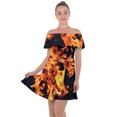 Live Coals Off Shoulder Velour Dress