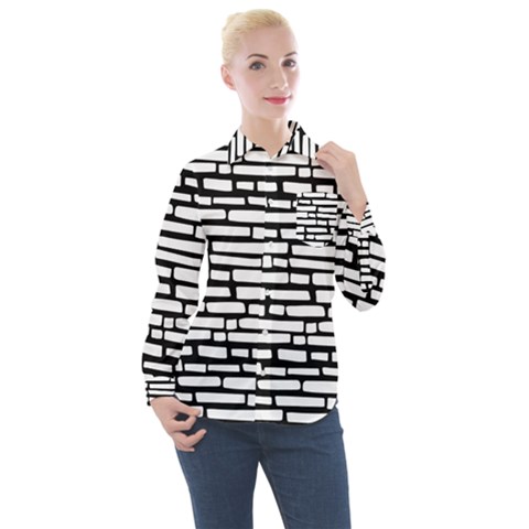 Cartoon Wall  Women s Long Sleeve Pocket Shirt by ConteMonfrey