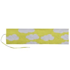 Cute Yellow White Clouds Roll Up Canvas Pencil Holder (l) by ConteMonfrey