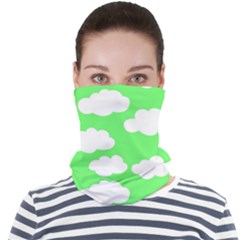 Green And White Cute Clouds  Face Seamless Bandana (adult) by ConteMonfrey