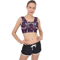 Rosette Kaleidoscope Mosaic Abstract Background V-back Sports Bra by Simbadda