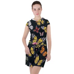 Flowers Butterfly Blooms Flowering Spring Drawstring Hooded Dress by Simbadda