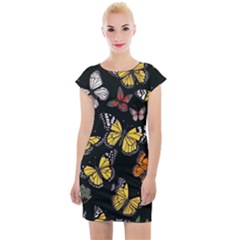 Flowers Butterfly Blooms Flowering Spring Cap Sleeve Bodycon Dress by Simbadda