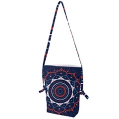 Mandala Orange Navy Folding Shoulder Bag by Simbadda