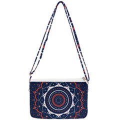 Mandala Orange Navy Double Gusset Crossbody Bag by Simbadda