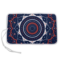 Mandala Orange Navy Pen Storage Case (l) by Simbadda
