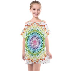 Mandala Pattern Rainbow Pride Kids  One Piece Chiffon Dress