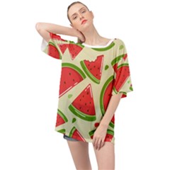 Cute Watermelon Seamless Pattern Oversized Chiffon Top