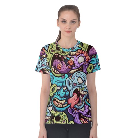 Zombie Heads Pattern Women s Cotton Tee by Simbadda