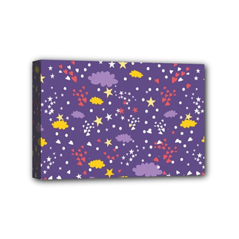 Pattern Cute Clouds Stars Mini Canvas 6  X 4  (stretched) by Simbadda