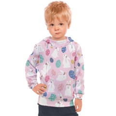 Cute Bunnies Easter Eggs Seamless Pattern Kids  Hooded Pullover by Simbadda