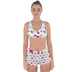 Pattern With Cute Cats Racerback Boyleg Bikini Set by Simbadda