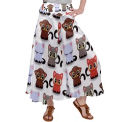 Seamless Pattern With Cute Little Kittens Various Color Women s Satin Palazzo Pants by Simbadda